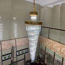 Decorbites crystal led multi-layer staircase chandelier black & gold