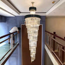 Decorbites crystal led multi-layer staircase chandelier black & gold