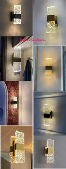 Modern textured glass led wall sconces in chrome black & gold bedroom