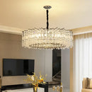 Modern rectangular chrome crystal light dining room chandelier