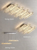 DecorBites™ Crystal Liner Ceiling Chandelier: Modern Luxury Dimmable LED Lighting Fixture