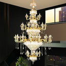 Grand multi tier gold crystal chandelier for living room