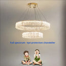 Modern gold double ring crystal living room chandelier