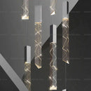DecorBites™ Crystal Loft Chandelier for Duplex Living Room & Stairwell, Long Hanging Lighting