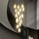 Modern gold cascading crystal loft chandelier for living room