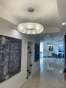 Modern crystal loft chandelier living room silver led pendant light