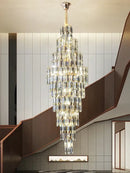 Crystal spiral tiered loft pendant light for staircase and living room