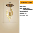Modern gold crystal lustre pendant lights for dining room dimmable