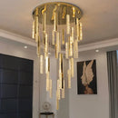 Modern gold crystal lustre pendant lights for dining room dimmable