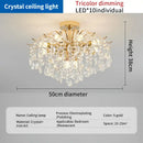 Crystal luxe led gold chandelier for living room glass droplets