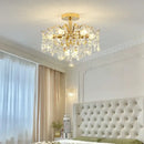 Crystal luxe led gold chandelier for living room glass droplets