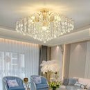 Crystal luxe led gold chandelier for living room glass droplets