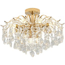 Crystal luxe led gold chandelier for living room glass droplets