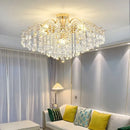 Crystal luxe led gold chandelier for living room glass droplets