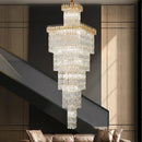Modern gold crystal luxe living room chandelier for staircases