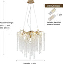 Decorbites crystal tassel gold branch chandelier dining room light