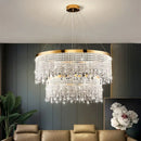 Decorbites crystal waterfall chandelier gold dining room light