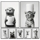 DecorBites™ Cute Animals Canvas Wall Art for Bathroom