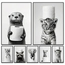 DecorBites™ Cute Animals Canvas Wall Art for Bathroom