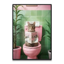 DecorBites™ Cute Cat Bathroom Canvas Wall Art