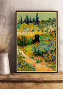 Vintage van gogh style black cute digital cats kraft paper bedroom art