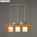 DecorBites™ Cylindrical Milk Glass Island Lamp with Bird Deco for Country Style Restaurants