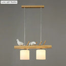 DecorBites™ Cylindrical Milk Glass Island Lamp with Bird Deco for Country Style Restaurants