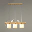 DecorBites™ Cylindrical Milk Glass Island Lamp with Bird Deco for Country Style Restaurants