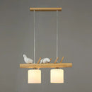 DecorBites™ Cylindrical Milk Glass Island Lamp with Bird Deco for Country Style Restaurants