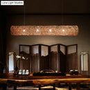 DecorBites™ Cylindrical Rattan Island Pendant Light - Southeast Asian Style with 3 Bulbs for Tea Room Ceiling