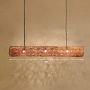 DecorBites™ Cylindrical Rattan Island Pendant Light - Southeast Asian Style with 3 Bulbs for Tea Room Ceiling