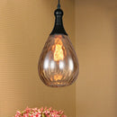 DecorBites™ Daisy - Industrial Black/Brass Teardrop Ceiling Light Industrial Clear/Amber/Grey Water Glass 1-Light Bedroom Pendant Lighting Fixture