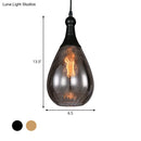 DecorBites™ Daisy - Industrial Black/Brass Teardrop Ceiling Light Industrial Clear/Amber/Grey Water Glass 1-Light Bedroom Pendant Lighting Fixture