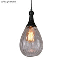 DecorBites™ Daisy - Industrial Black/Brass Teardrop Ceiling Light Industrial Clear/Amber/Grey Water Glass 1-Light Bedroom Pendant Lighting Fixture
