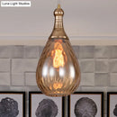 DecorBites™ Daisy - Industrial Black/Brass Teardrop Ceiling Light Industrial Clear/Amber/Grey Water Glass 1-Light Bedroom Pendant Lighting Fixture
