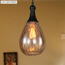 DecorBites™ Daisy - Industrial Black/Brass Teardrop Ceiling Light Industrial Clear/Amber/Grey Water Glass 1-Light Bedroom Pendant Lighting Fixture
