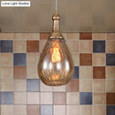 DecorBites™ Daisy - Industrial Black/Brass Teardrop Ceiling Light Industrial Clear/Amber/Grey Water Glass 1-Light Bedroom Pendant Lighting Fixture
