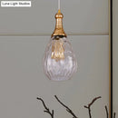 DecorBites™ Daisy - Industrial Black/Brass Teardrop Ceiling Light Industrial Clear/Amber/Grey Water Glass 1-Light Bedroom Pendant Lighting Fixture