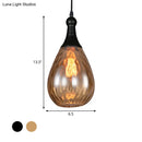 DecorBites™ Daisy - Industrial Black/Brass Teardrop Ceiling Light Industrial Clear/Amber/Grey Water Glass 1-Light Bedroom Pendant Lighting Fixture
