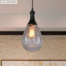 DecorBites™ Daisy - Industrial Black/Brass Teardrop Ceiling Light Industrial Clear/Amber/Grey Water Glass 1-Light Bedroom Pendant Lighting Fixture