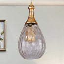 DecorBites™ Daisy - Industrial Black/Brass Teardrop Ceiling Light Industrial Clear/Amber/Grey Water Glass 1-Light Bedroom Pendant Lighting Fixture