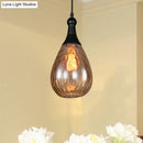 DecorBites™ Daisy - Industrial Black/Brass Teardrop Ceiling Light Industrial Clear/Amber/Grey Water Glass 1-Light Bedroom Pendant Lighting Fixture