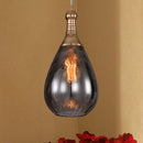 DecorBites™ Daisy - Industrial Black/Brass Teardrop Ceiling Light Industrial Clear/Amber/Grey Water Glass 1-Light Bedroom Pendant Lighting Fixture
