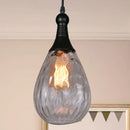 DecorBites™ Daisy - Industrial Black/Brass Teardrop Ceiling Light Industrial Clear/Amber/Grey Water Glass 1-Light Bedroom Pendant Lighting Fixture