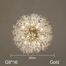 Decorbites dandelion chandelier gold crystal led living room light