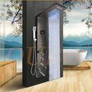 Decorbites dark grey led shower panel with rainfall spa jets bathroom