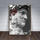 DecorBites™ David Graffiti Art Canvas Print for Room Decor