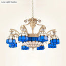 DecorBites™ Dazzling Baroque Chandelier in Blue with Cut Glass Pendants - Available in 5, 9 or 11 Lights, 3 Sizes