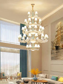 Decorbites deluxe duplex living room chandelier white & blue glass