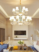 Decorbites deluxe duplex living room chandelier white & blue glass